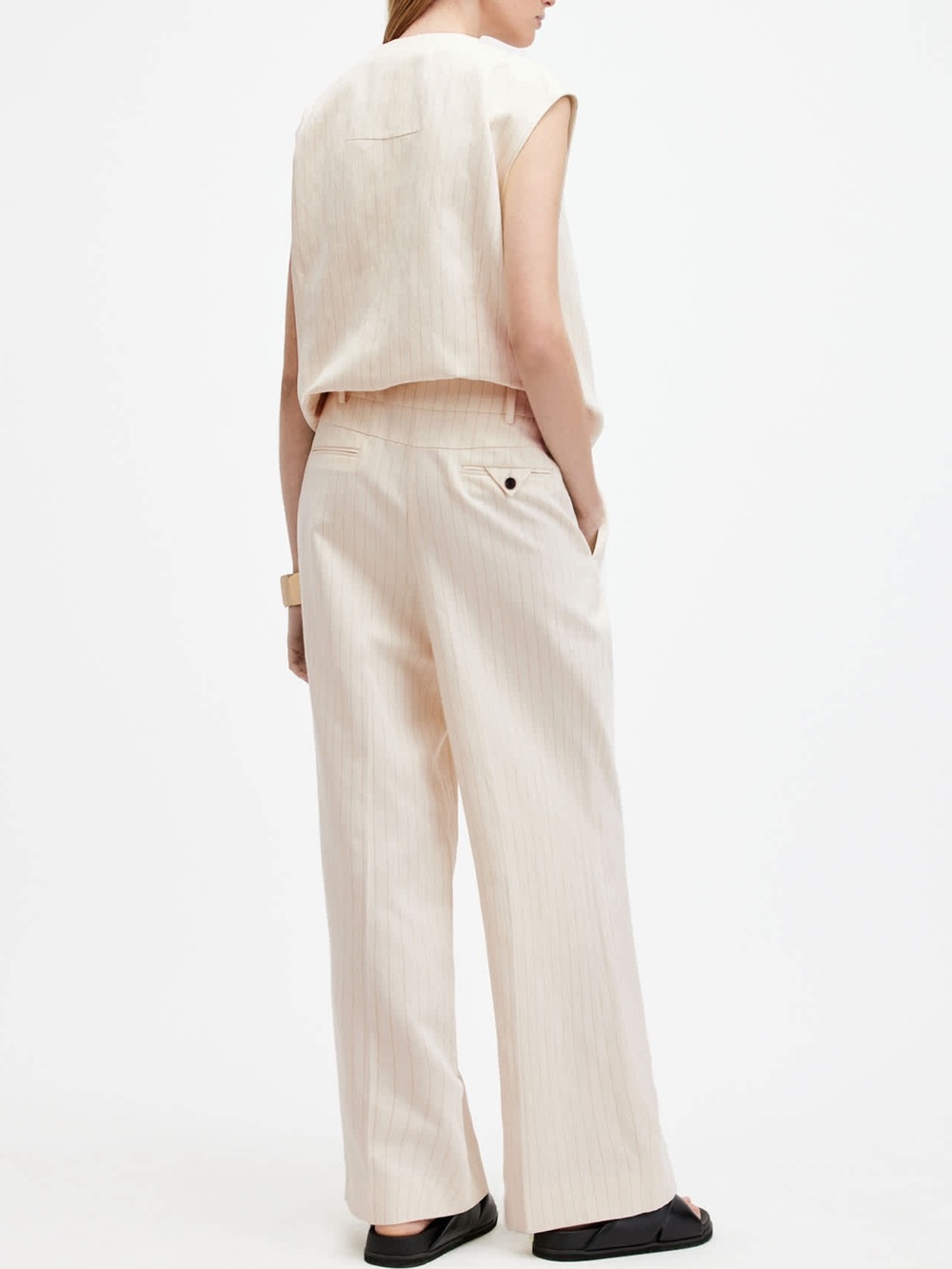 ALLSAINTS Payton Wide Leg Linen Blend Trousers - Picture 10 of 12